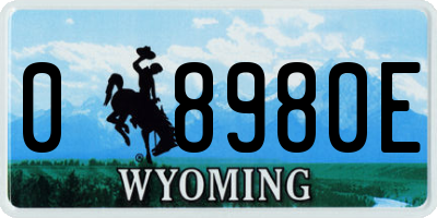 WY license plate 08980E