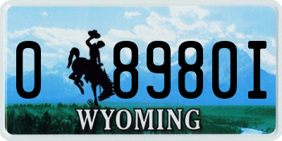 WY license plate 08980I