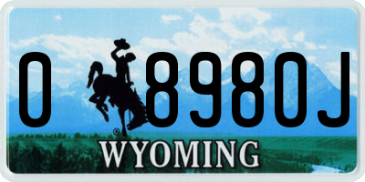WY license plate 08980J