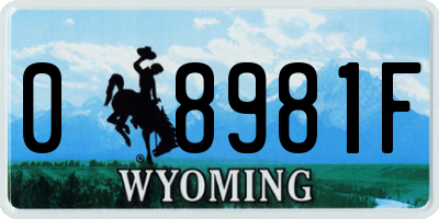 WY license plate 08981F