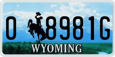 WY license plate 08981G