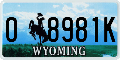 WY license plate 08981K