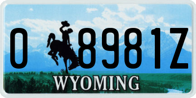 WY license plate 08981Z