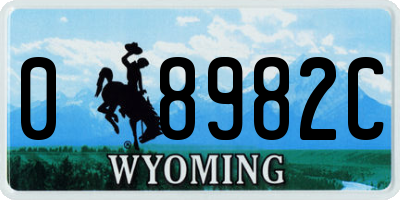 WY license plate 08982C