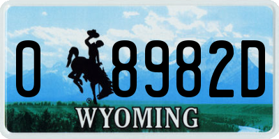 WY license plate 08982D