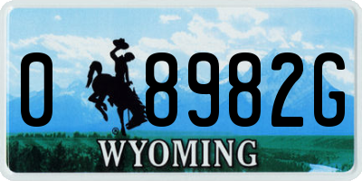 WY license plate 08982G