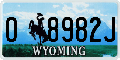 WY license plate 08982J