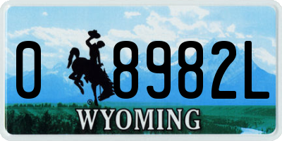 WY license plate 08982L