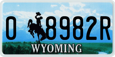 WY license plate 08982R