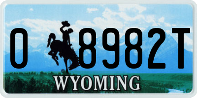 WY license plate 08982T