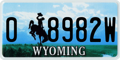 WY license plate 08982W