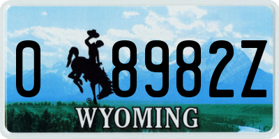 WY license plate 08982Z