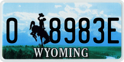 WY license plate 08983E
