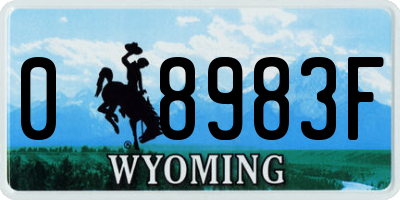 WY license plate 08983F