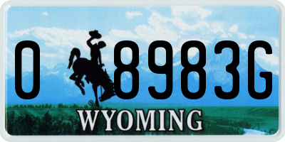 WY license plate 08983G