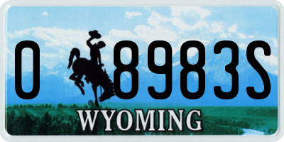 WY license plate 08983S