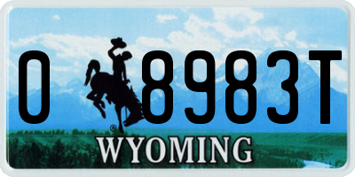 WY license plate 08983T