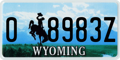 WY license plate 08983Z
