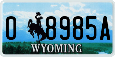 WY license plate 08985A