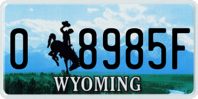 WY license plate 08985F