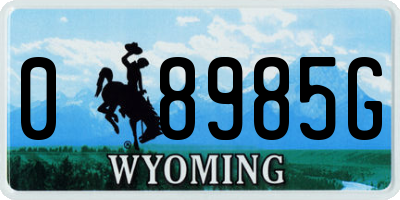 WY license plate 08985G