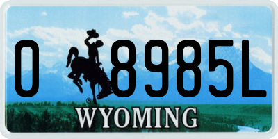 WY license plate 08985L