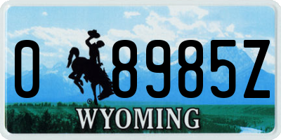 WY license plate 08985Z