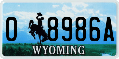 WY license plate 08986A