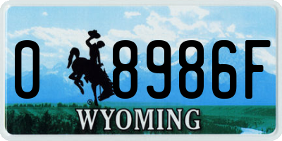 WY license plate 08986F
