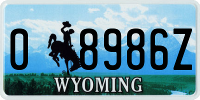 WY license plate 08986Z