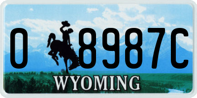 WY license plate 08987C