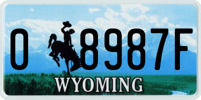 WY license plate 08987F