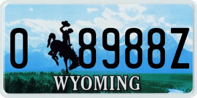 WY license plate 08988Z
