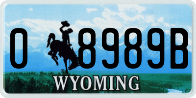 WY license plate 08989B