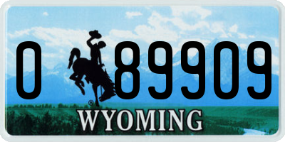 WY license plate 089909