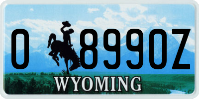 WY license plate 08990Z