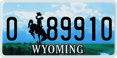 WY license plate 089910