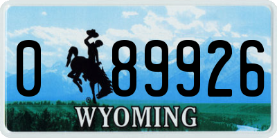 WY license plate 089926