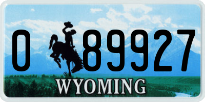 WY license plate 089927