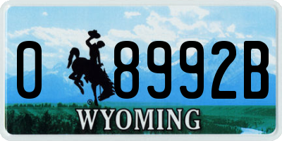 WY license plate 08992B