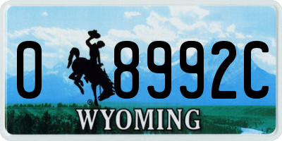 WY license plate 08992C