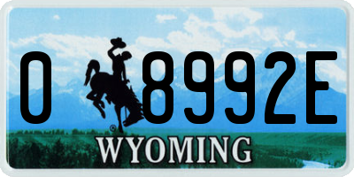 WY license plate 08992E