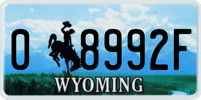 WY license plate 08992F