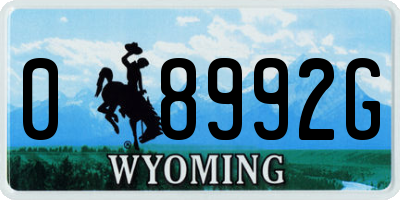 WY license plate 08992G