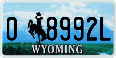 WY license plate 08992L