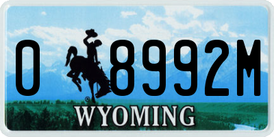 WY license plate 08992M