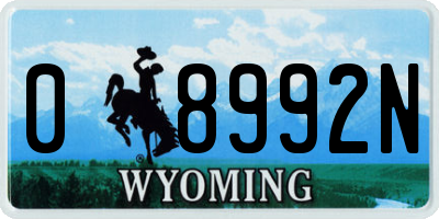 WY license plate 08992N