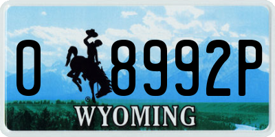 WY license plate 08992P