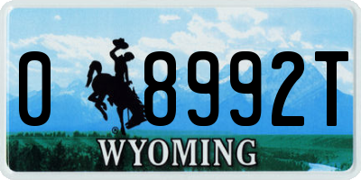 WY license plate 08992T