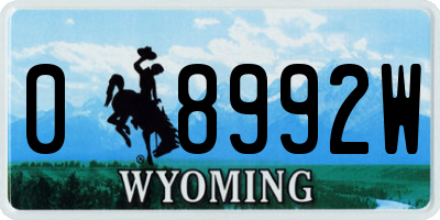 WY license plate 08992W